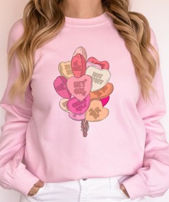 Heart Balloons Valentine's Day Crewneck Sweatshirt, Unisex, Galentine's Day, Girly, Conversation Hearts