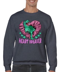 Heart Breaker Crewneck Sweatshirt Unisex, Valentine Day sweater, Single sweater, Love sweater, Dinosaur Valentine, Valentine Dino, Dino love