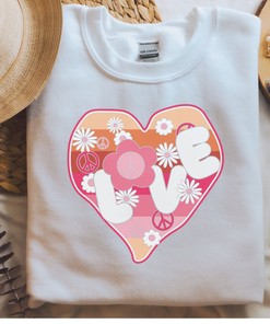 Heart Love Valentines Day Sweatshirt, Womens Gift For Valentines, Cute Valentine Shirt, Retro Valentines Day Sweatshirt, Vday Sweatshirt,