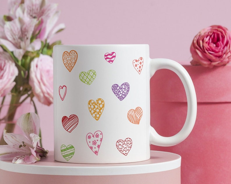 Heart Mug, Valentines Mug, Love Mug, Mugs For Couples, Coffee Mug, Mugs For Lovers, Pink Mug