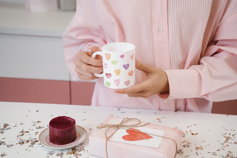 Heart Mug, Valentines Mug, Love Mug, Mugs For Couples, Coffee Mug, Mugs For Lovers, Pink Mug