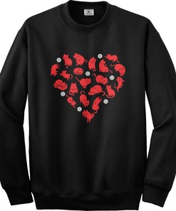 Heart Of Cats Unisex Adult Crew Neck Sweatshirt Or Pullover Hoodie