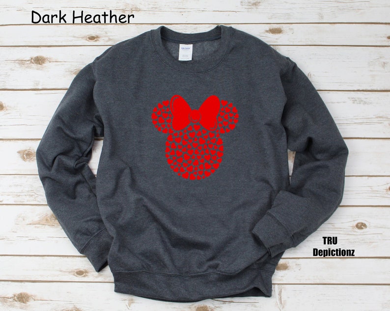 Heart Shaped Minnie Mouse Sweatshirt, , Minnie Mouse Shirt, , Disney Valentine Gift Sweatshirt, , Unisex Sweatshirt - Image 2