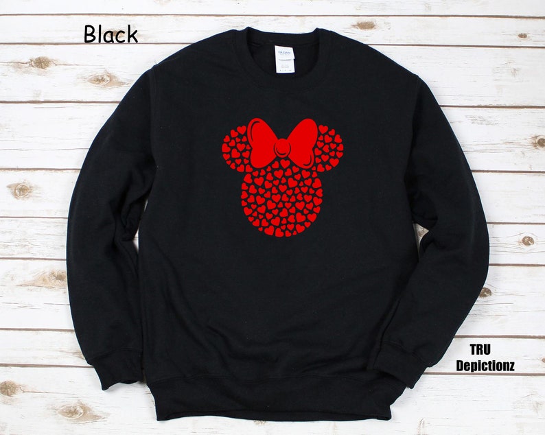 Heart Shaped Minnie Mouse Sweatshirt, , Minnie Mouse Shirt, , Disney Valentine Gift Sweatshirt, , Unisex Sweatshirt - Image 3