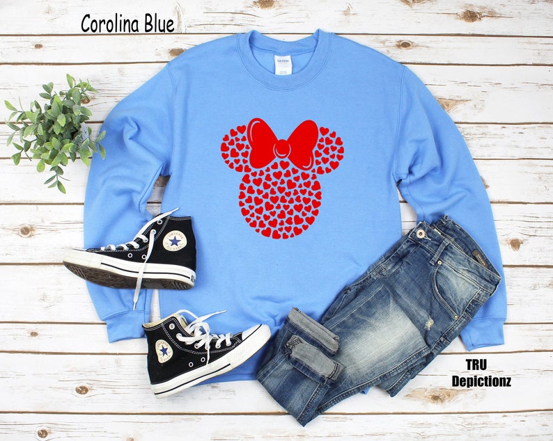 Heart Shaped Minnie Mouse Sweatshirt, , Minnie Mouse Shirt, , Disney Valentine Gift Sweatshirt, , Unisex Sweatshirt - Image 4
