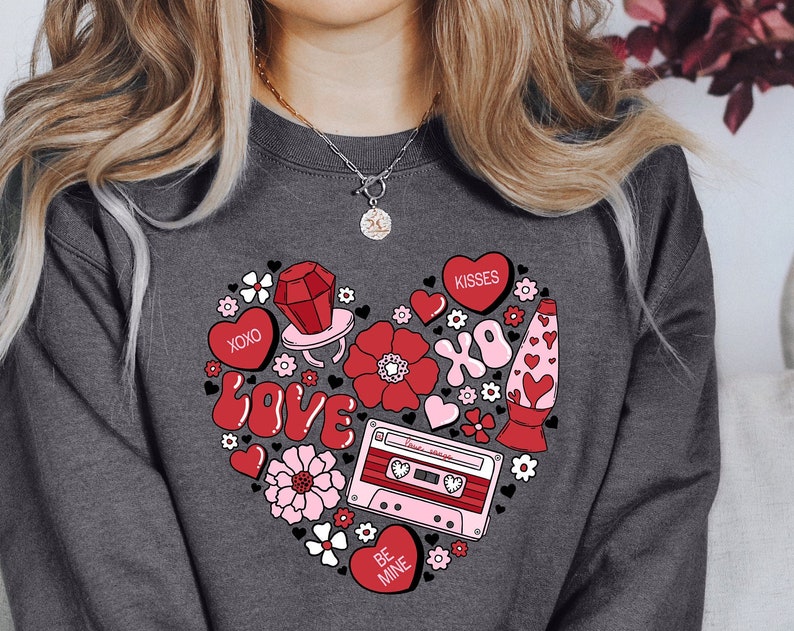 Heart Sweatshirt, Valentines Day Shirt Women, Valentine Sweatshirt For Women Valentines Day Gifts For Women Valentine Shirt - Image 2