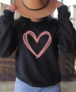 Heart Valentines Day Sweatshirt For Women, Love Valentines Day Hoodie, Cute Valentine Sweatshirt, Valentines Day, Hand Drawn Heart Sweatshirt