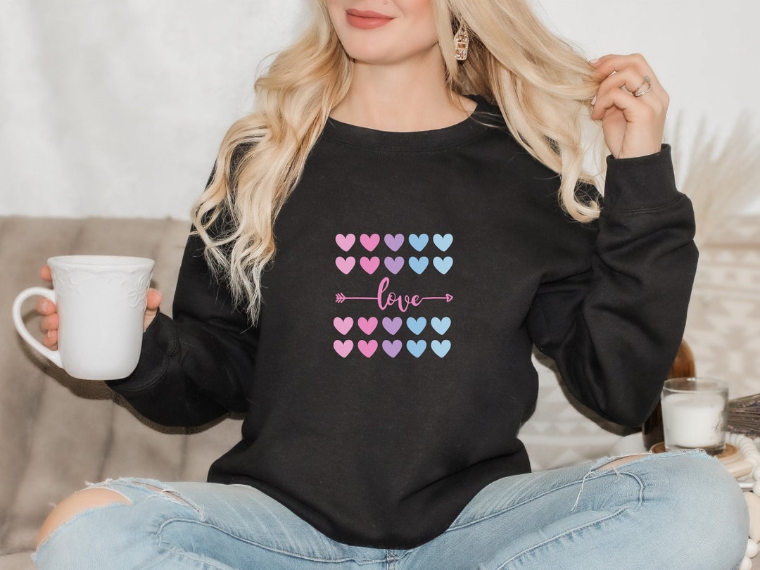 Hearts Sweatshirt, Valentines Sweatshirt, Valentines Gift, Novelty Graphic Love and Hearts, Valentine Hearts, Cute Valentines Sweatshirt