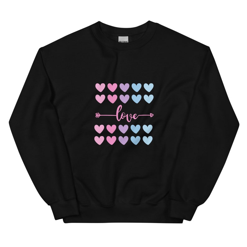 Hearts Sweatshirt, Valentines Sweatshirt, Valentines Gift, Novelty Graphic Love and Hearts, Valentine Hearts, Cute Valentines Sweatshirt - Image 3