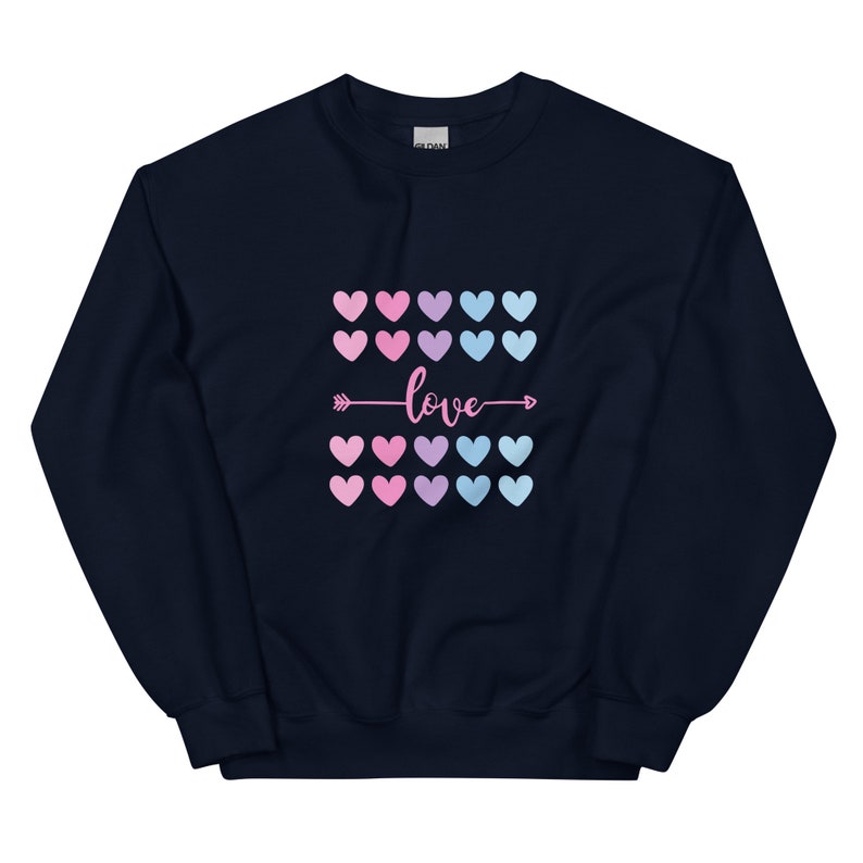 Hearts Sweatshirt, Valentines Sweatshirt, Valentines Gift, Novelty Graphic Love and Hearts, Valentine Hearts, Cute Valentines Sweatshirt - Image 4