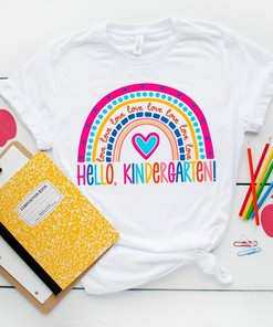 Hello Kindergarten Shirts, Teach Love Inspire Shirt, Back To School Shirt, First Grade Teacher Tee, Teacher Appreciation Tee, 1St Day Of School