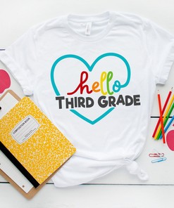Hello Third Grade Shirts, Teach Love Inspire, Back To School Shirt, First Grade Teacher, Teacher Appreciation Tee, 1st day of school, 3rd Grade