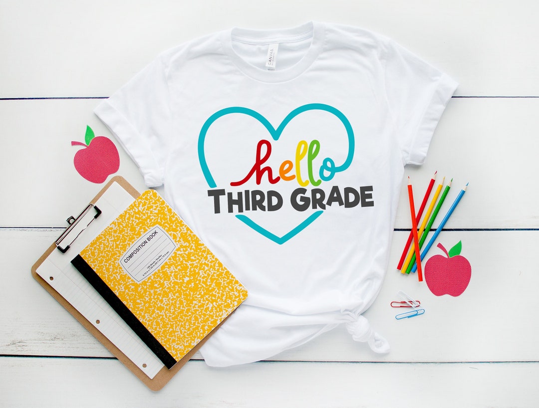 Hello Third Grade Shirts, Teach Love Inspire, Back To School Shirt, First Grade Teacher, Teacher Appreciation Tee, 1st day of school, 3rd Grade