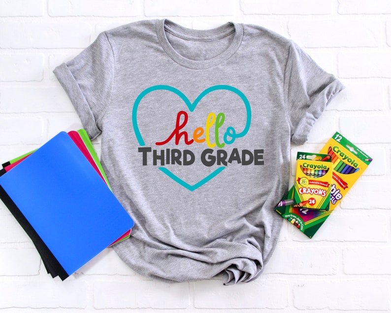 Hello Third Grade Shirts, Teach Love Inspire, Back To School Shirt, First Grade Teacher, Teacher Appreciation Tee, 1st day of school, 3rd Grade - Image 4
