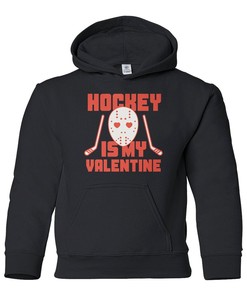 Hockey Is My Valentine - Youth Pullover Hoodie Sweatshirt