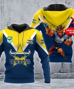 Hoodie North Queensland Cowboys Nrl Mascot Custom Name 3D All Over Print Hoodie
