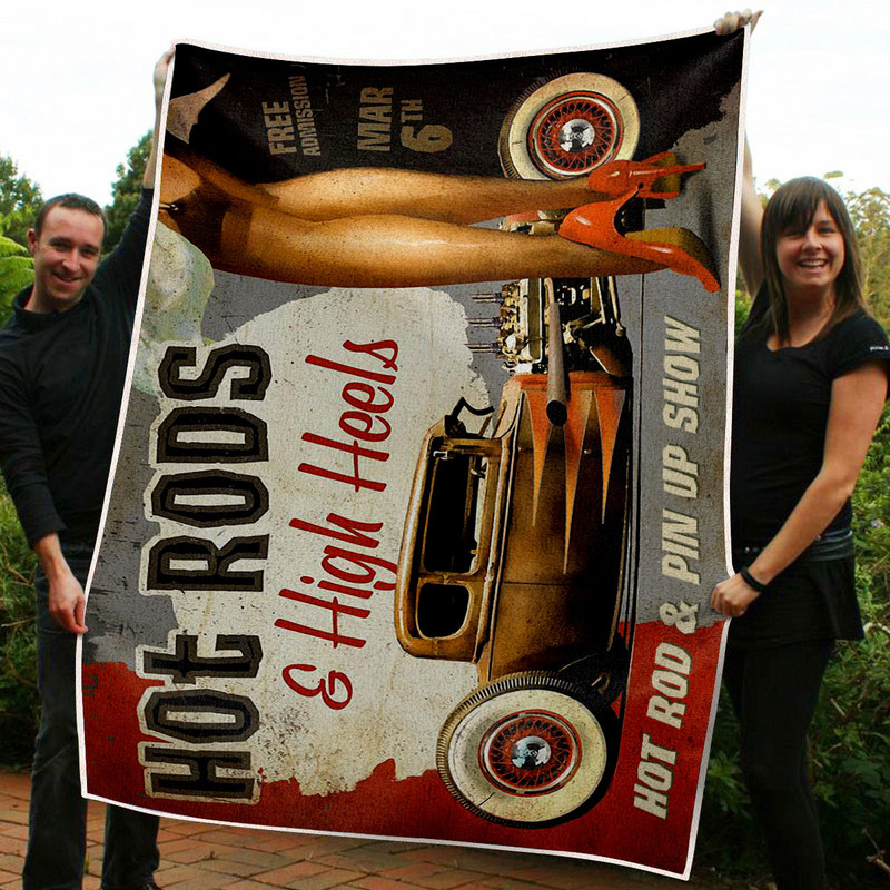 Hot Rod And Pin Up Show Speed Shop Blanket