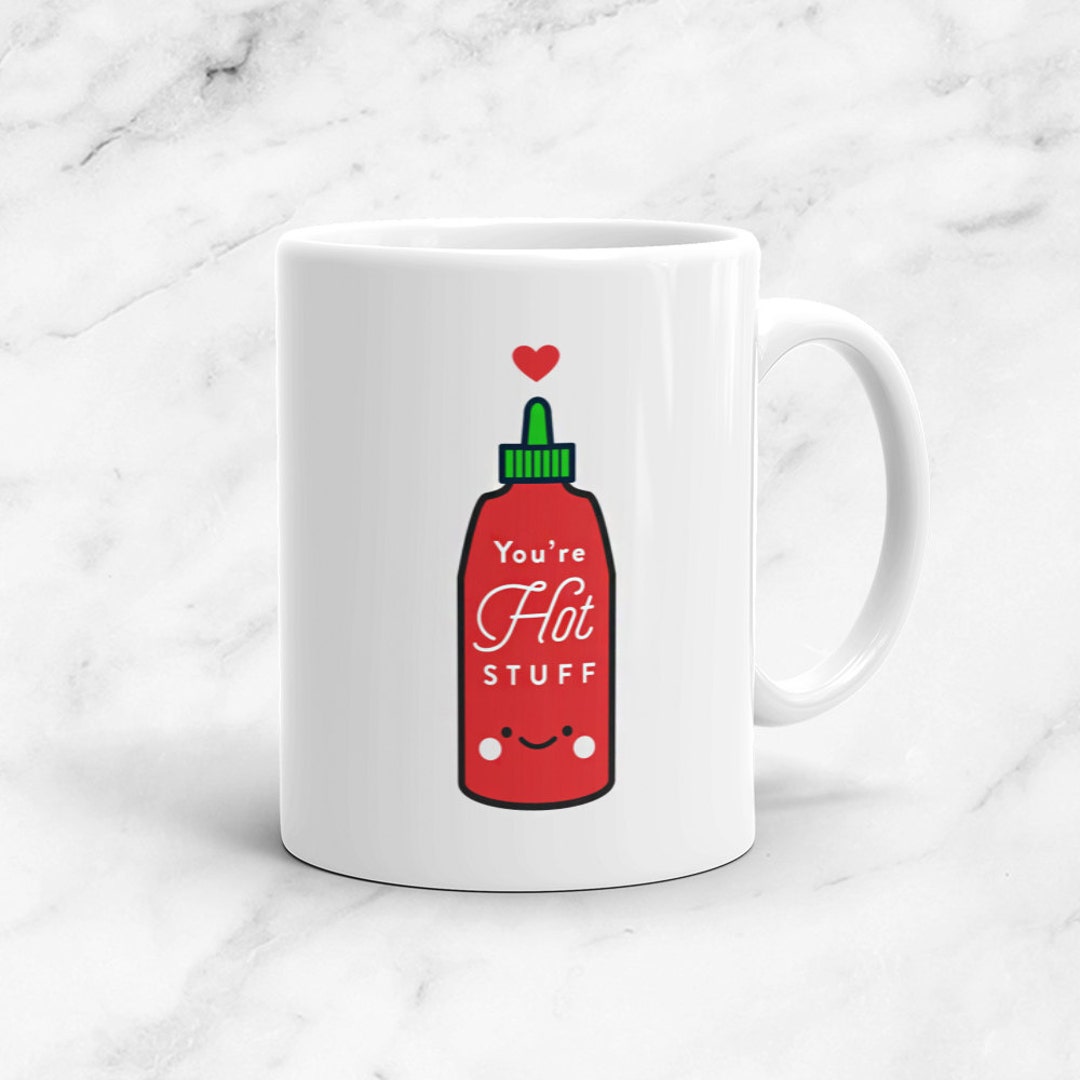 Hot Stuff Mug, , Vegan, Expression, Pun, Heart, Kawaii, Cute, Funny, Love, Pun, Gift, Valentine's Day, Anniversary