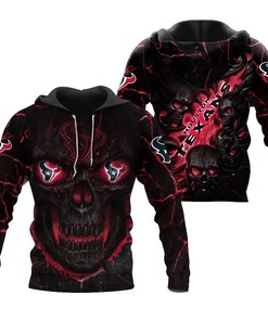 Houston Texans Lava Skull 3D All Over Print Zip Up Hoodie, Personalized Nfl Hoodie