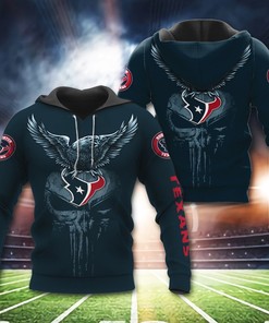 Houston Texans Logo Eagle Skull 3D All Over Print Zip Up Hoodie, Personalized Nfl Hoodie