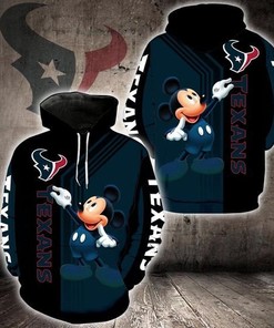 Houston Texans Mickey Mouse 3D Hoodie Zip Hoodie, Nfl 3D All Over Print Hoodie Zip Hoodie