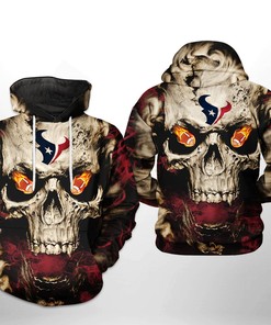 Houston Texans Nfl Skull Team 3D All Over Print Zip Up Hoodie Option