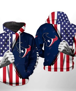 Houston Texans Nfl Us Flag Team All Over Print Zip Up Hoodie
