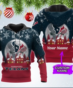 Houston Texans Personalized Christmas 3D All Over Print Zip Up Hoodie