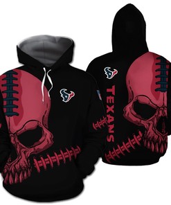 Houston Texans Skull Cracked 3D All Over Print Zip Up Hoodie