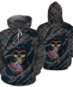 Houston Texans Skull Wings 3D All Over Print Zip Up Hoodie