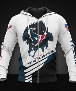 Houston Texans White Blue Camo 3D All Over Print Zip Up Hoodie