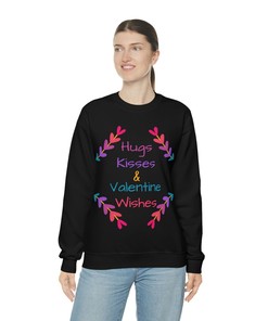 Hugs Kisses Valentine Wishes Unisex Crewneck Sweatshirt