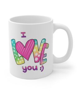 I Love You Red And Black Design Mug, Valentines Day Mug, Valentines Day Coffee Mug, Valentines Day Mug, I Love You Mug