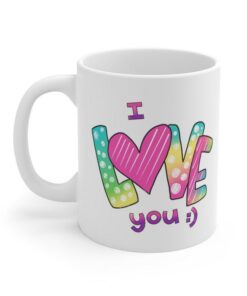 I Love You Red And Black Design Mug, Valentines Day Mug, Valentines Day Coffee Mug, Valentines Day Mug, I Love You Mug
