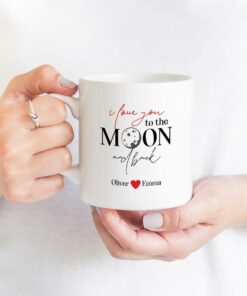 I Love You To The Moon And Back Mug, Personalised Valentines Mug With Couple Names, Valentine's Day Gift