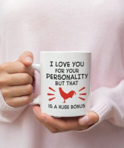 I Love Your Cock Valentines Mug, I Love Your Personality Mug, Naughty Valentine Mug, Funny Valentine Mug, Rooster Mug