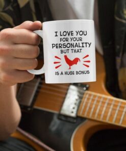 I Love Your Cock Valentines Mug, I Love Your Personality Mug, Naughty Valentine Mug, Funny Valentine Mug, Rooster Mug