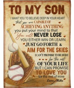 I Want U Believe Baseball Dad To Son Custom Name Gift Fleece Blanket Sherpa Blanket