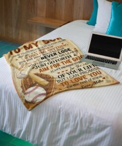 I Want U Believe Baseball Dad To Son Custom Name Gift Fleece Blanket Sherpa Blanket