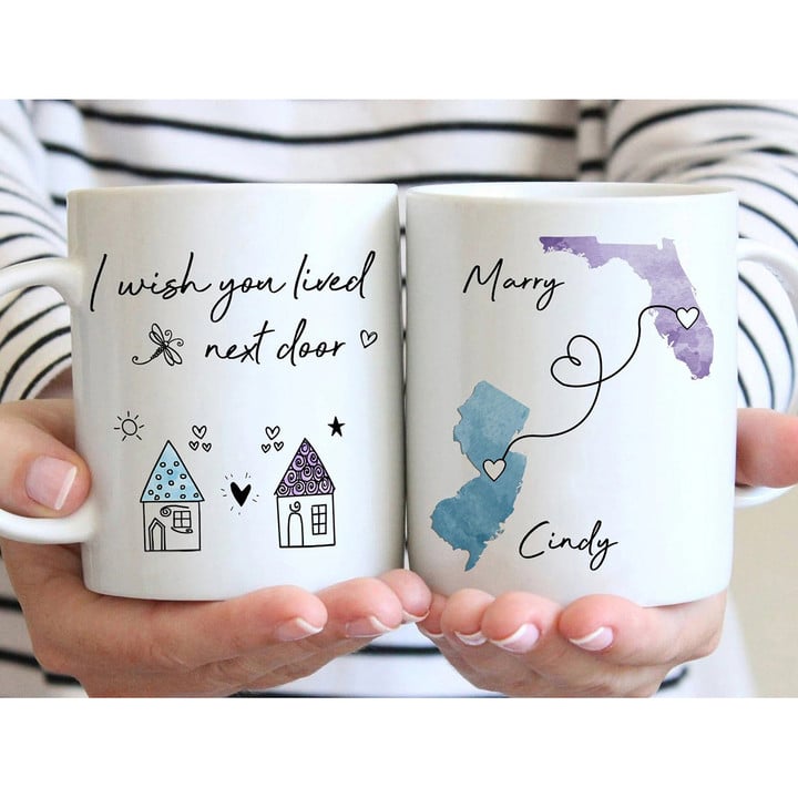 I Wish You Lived Next Door Mug - Long Distance Friendship, Best Friend Moving, Custom State To State, Sister Gift - Image 2