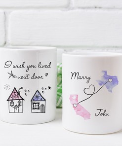 I Wish You Lived Next Door Mug - Missing You Gift, Long Distance Gift, Best Friend Gift, Sister Mug, Moving Away Gift, and Hot Chocolate Mugs