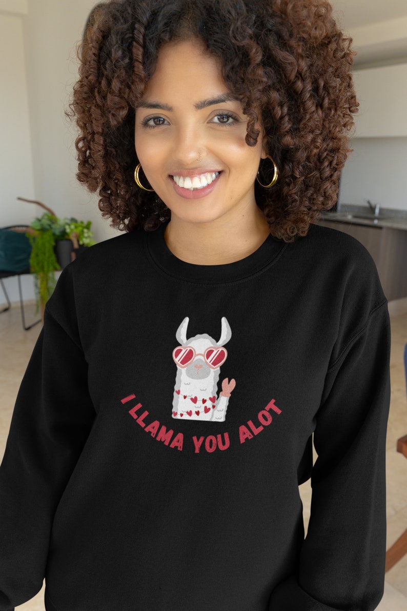 I llama you a lot, Valentines Day Gift, Premium Unisex Crewneck Sweatshirt - Image 3