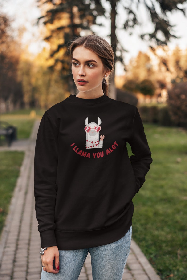 I llama you a lot, Valentines Day Gift, Premium Unisex Crewneck Sweatshirt - Image 4