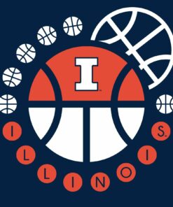 Illinois Fighting Illini Basketball Orbit Shirt Sweatshirt Pullover Hoodie Reprinted Full Color Full Size