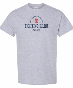 Illinois Fighting Illini Established Arch Logo Shirt Sweatshirt Pullover Hoodie Reprinted Full Color Full Size