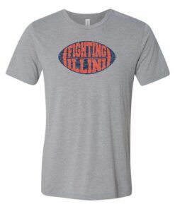 Illinois Fighting Illini Faded Block Football Triblend Shirt Sweatshirt Pullover Hoodie Reprinted Full Color Full Size