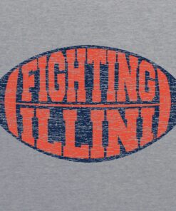 Illinois Fighting Illini Faded Block Football Triblend Shirt Sweatshirt Pullover Hoodie Reprinted Full Color Full Size