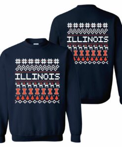 Illinois Fighting Illini Holiday Shirt Sweatshirt Pullover Hoodie Reprinted Full Color Full Size