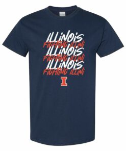 Illinois Fighting Illini Marker Repeat Shirt Sweatshirt Pullover Hoodie Reprinted Full Color Full Size