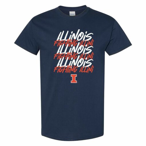 Illinois Fighting Illini Marker Repeat Shirt Sweatshirt Pullover Hoodie Reprinted Full Color Full Size